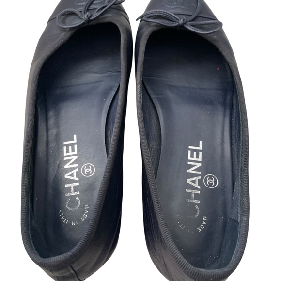 Chanel Navy Blue Leather Ballet Flats Size 37 - Picture 11 of 16